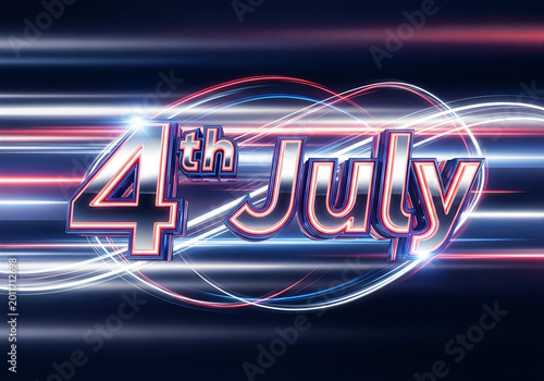 4th of july celebration text with glowing effect