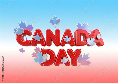 Canada day greeting card with maple leafs