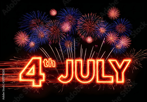 4th of july celebration with fireworks at night
