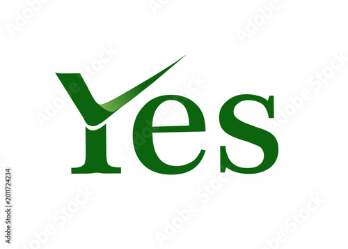 Tableau sur toile A vector illustration of the word “Yes” featuring a check mark.