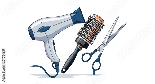Hair dryer and styling tools.