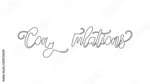 congratulations calligraphy lettering line art typography 4k motion graphic video on white background