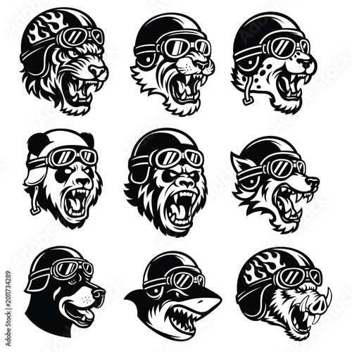 Wild Beast Vintage Biker Vector Art Set