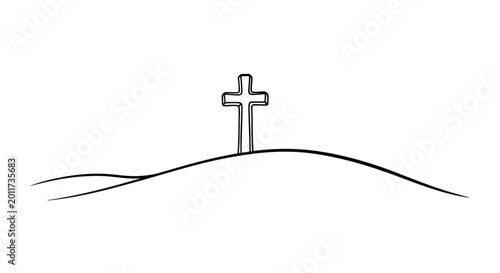 Fotografie Simple Cross on a Hill.
