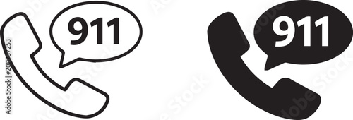 911 Emergency Call Communication Icons