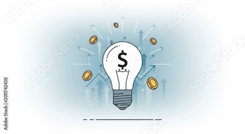 light bulb with dollar sign and coins business concept illustration high quality
