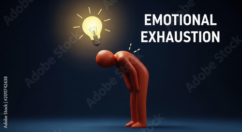 man holding glowing lightbulb symbolizing emotional exhaustion and burnout concept