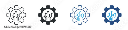 gear with circuit icon set, technology and engineering Icon , vector illustration . 