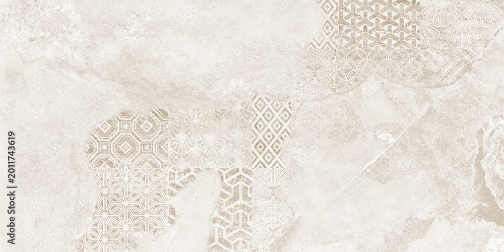 Obraz premium Cream vintage patchwork seamless pattern. Retro repeating wallpaper , fabric or ceramic digital print, Grunge background