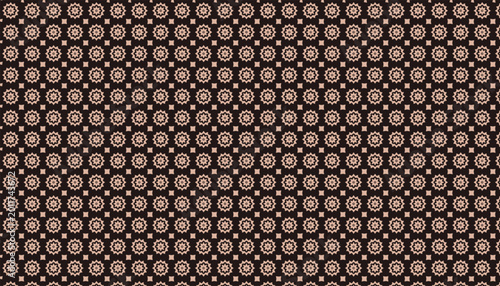 Brown and beige star patterns on a dark background fabric design