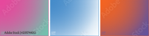 Colorful halftone pattern with pink, blue, and orange hues
