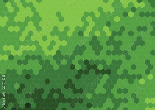 Gradient green hexagonal pattern with various shades and textures