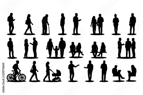 Architectural People Entourage Set Vector Silhouettes for Plans Sections Elevations