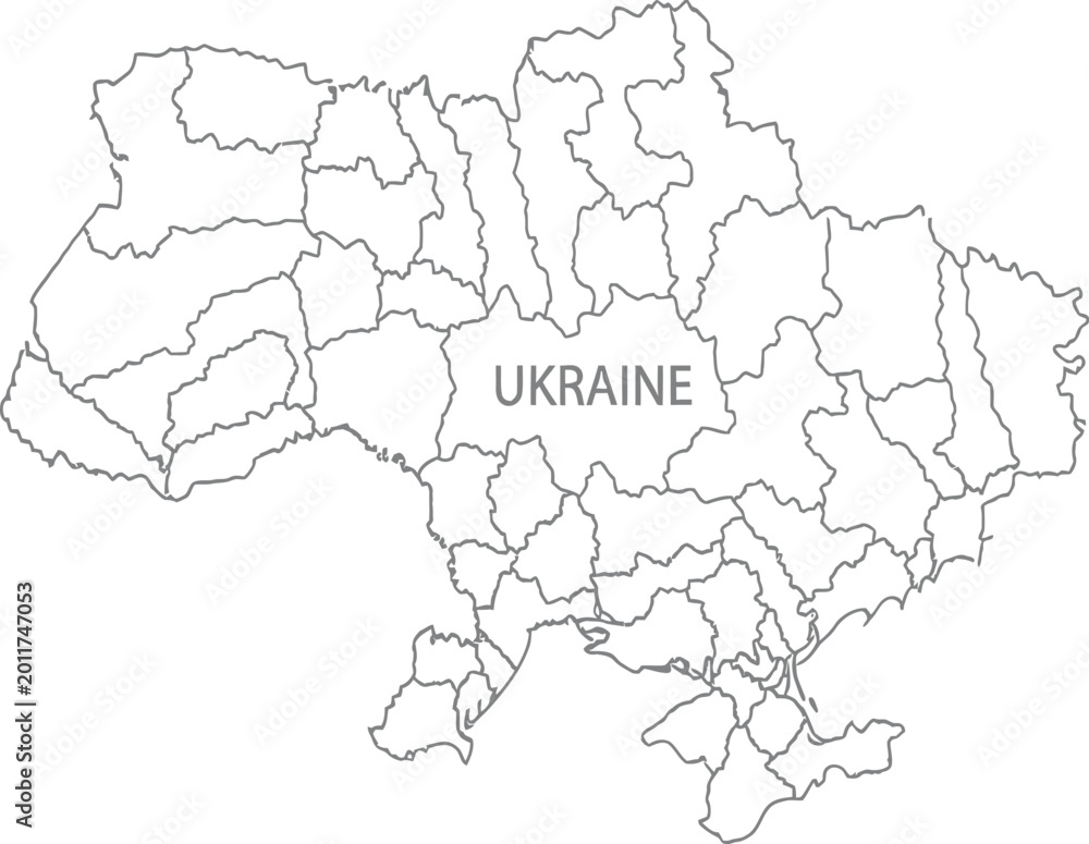 Obraz premium Simple outline map of ukraine with regions borders