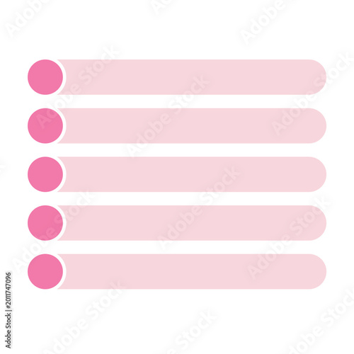 Pink bullet list checklist for task management and planning in flat style isolated on white.
