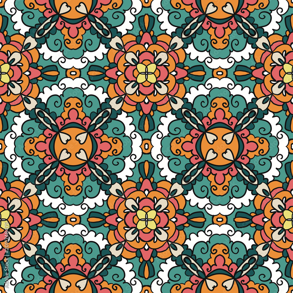 Fototapeta premium Beautiful Seamless flower batik pattern