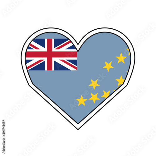 The flag of Tuvalu in a heart shape with UK influence is shown. Free Download The flag of Tuvalu in a heart shape with UK influence is shown. - GFXLoad