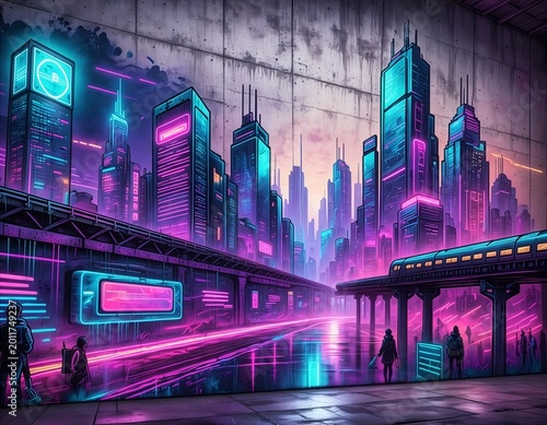  night city mural
