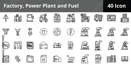 Photos Oil industry line icons set, collection of petroleum production outline pictogra