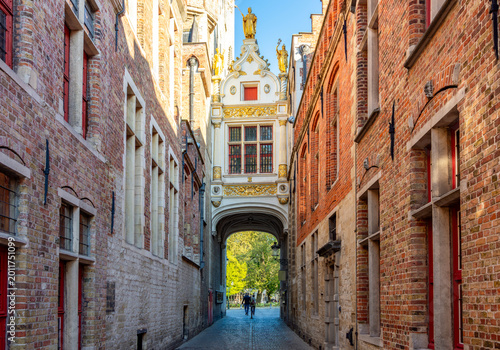 Fotografie Blind donkey street with bridge between Museum of Liberty and Town Hall on Burg