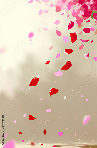 Romantic Falling Petals A Delicate Dance of Color and Light.