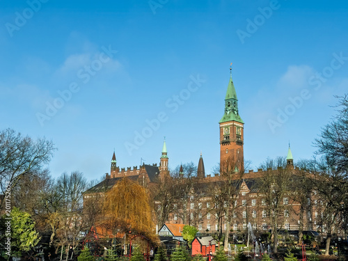 Canvas Print Copenhagen, Denmark - December 31, 2025: Tivoli Gardens with look on historic Ci