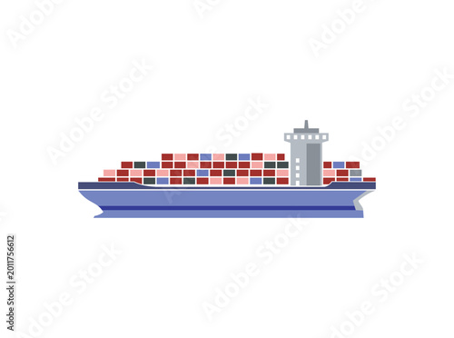 Vector of cargo ship container.  transport icon
