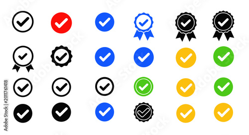 Bild auf Leinwand Check mark icons in various colors.