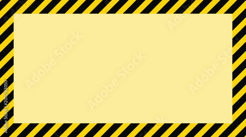 Schilderij op canvas Yellow rectangle with black and yellow diagonal stripes border for warning or ca