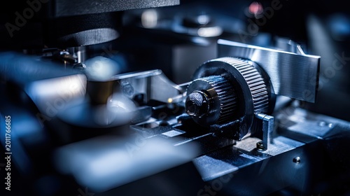 Industrial machine close up shows intricate metal gears and mechanical components rotating during manufacturing, highlighting modern engineering and automated production processes