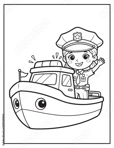 Police girl coloring pagse 