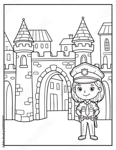 Police girl coloring pagse 