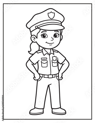 Police girl coloring pagse 