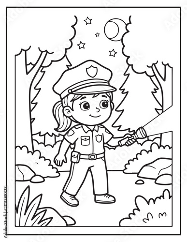Police girl coloring pagse 