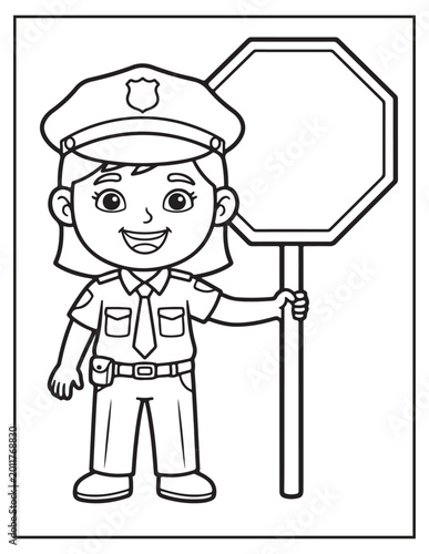 Police girl coloring pagse 