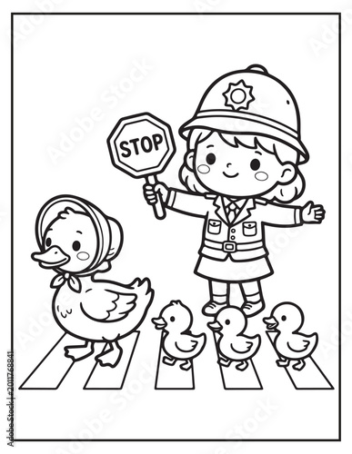 Police girl coloring pagse 