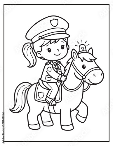 Police girl coloring pagse 