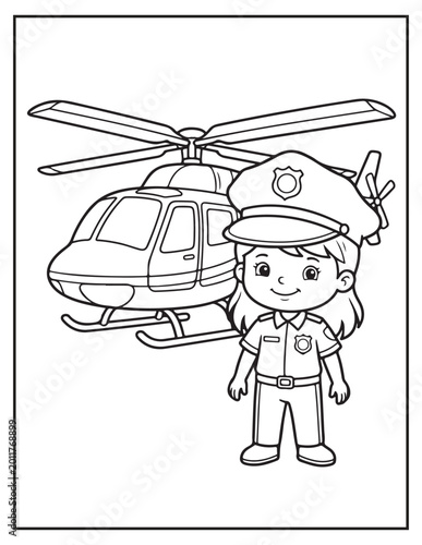 Police girl coloring pagse 