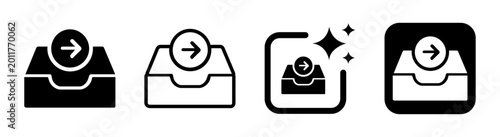 Fotografija Black send outbox glyph icon representing outgoing email file transfer and redo