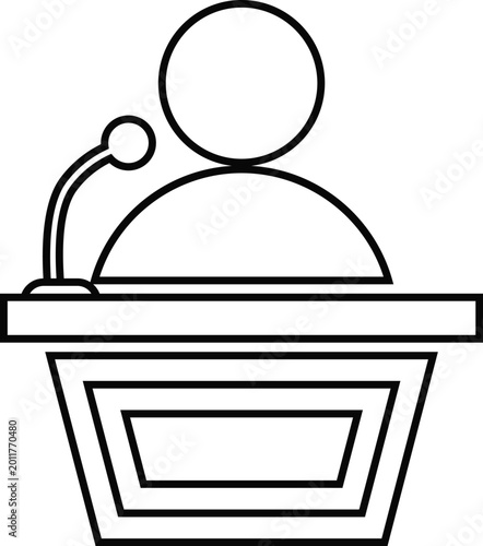Bild auf Leinwand Person speaking at podium, microphone speech