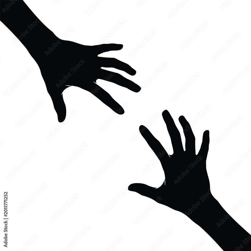 Obraz premium Reaching Hands Silhouette Concept of Connection or Help