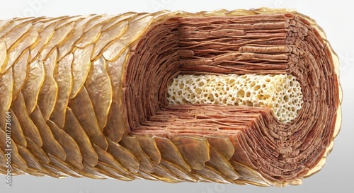 Human hair fiber internal structure cross-section