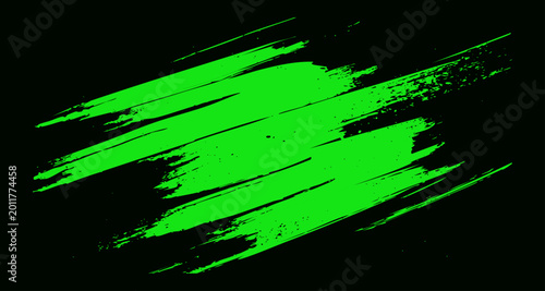 Green Diagonal Grunge Brush on Black Background