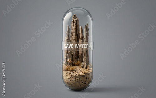 Miniature Desert Capsule: A Warning on Drought and a Call for Water Conservation