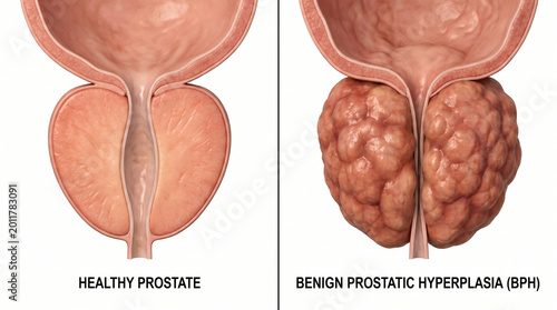 Benign Prostatic Hyperplasia BPH vs Healthy Prostate Gland Anatomy 3D