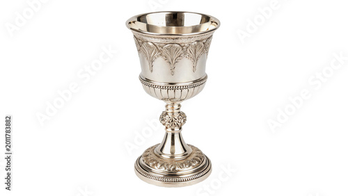 Tableau sur toile Elegant antique silver goblet or chalice with intricate carvings for luxury dini