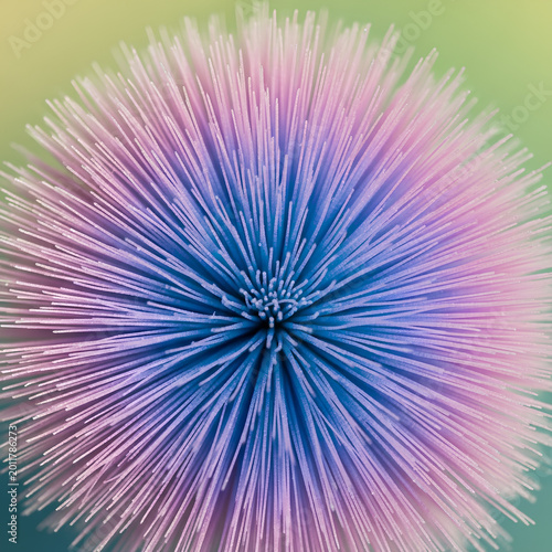 Colorful spherical object with radiating lines and vibrant hues.
