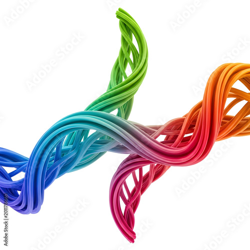 Colorful twisted cables representing technology and communication.