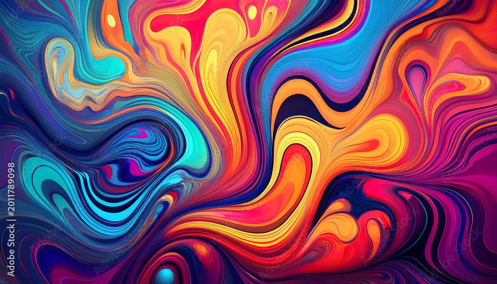 Obraz premium colorful abstract psychedelic fluid background for music festival