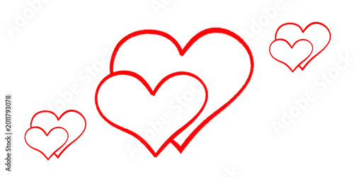Fotografie Multiple groupings of red overlapping heart shapes are gracefully arranged acros